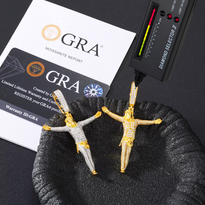 S925 Sterling Silver VVS Moissanite Jesus Cross Pendant