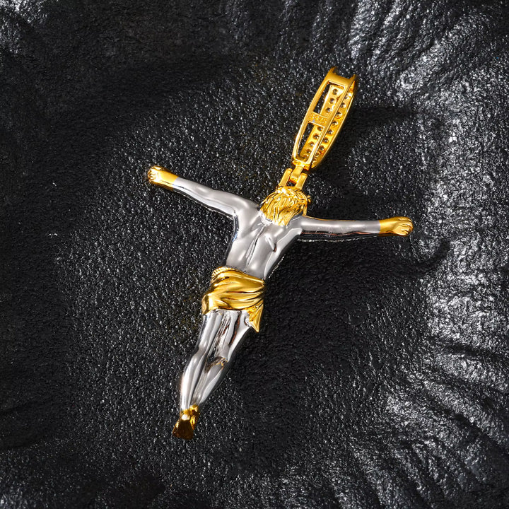 S925 Sterling Silver VVS Moissanite Jesus Cross Pendant