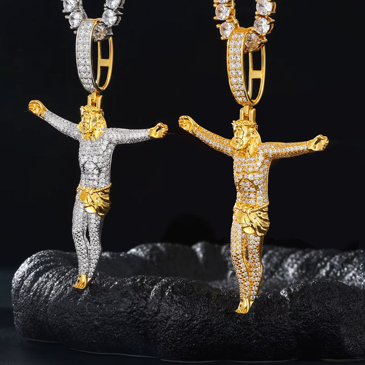 S925 Sterling Silver VVS Moissanite Jesus Cross Pendant