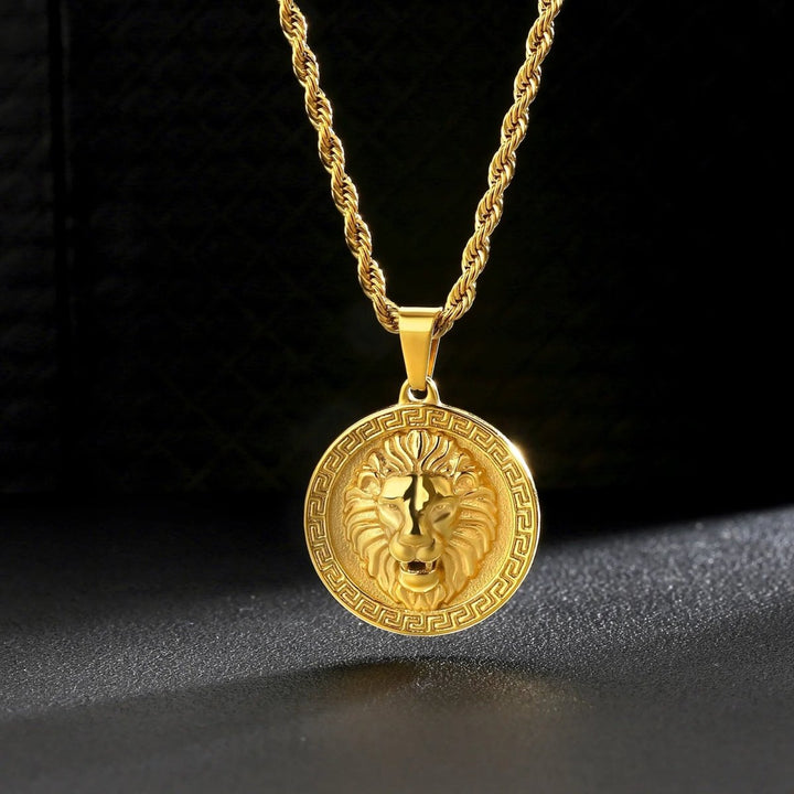 Round Lion Head Pendant Necklace 18K Gold - Markus Dayan