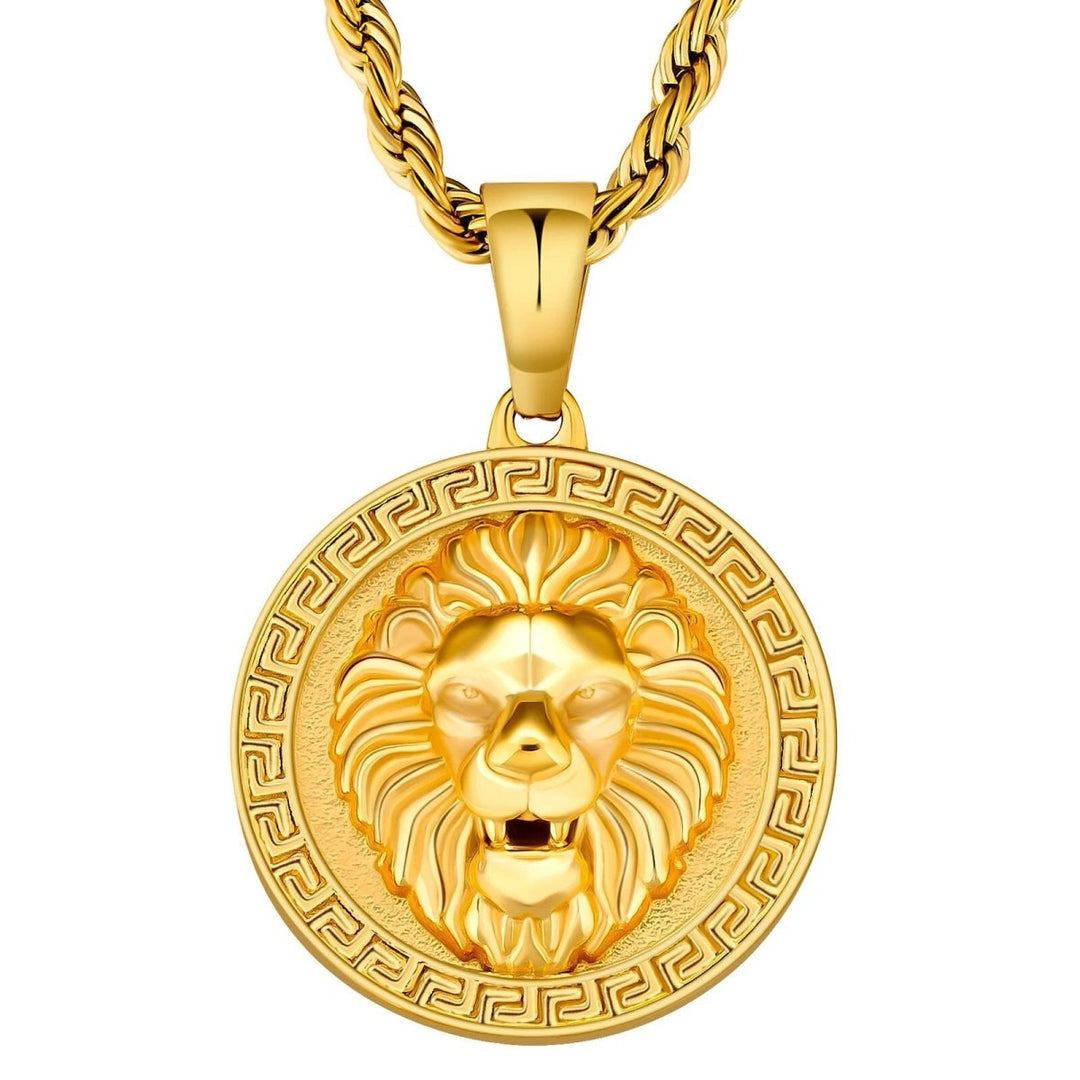 Round Lion Head Pendant Necklace 18K Gold - Markus Dayan