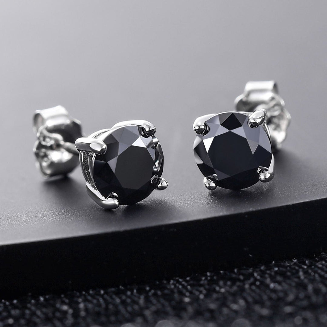 S925 Black VVS Moissanite Solitaire Stud Earrings - Markus Dayan