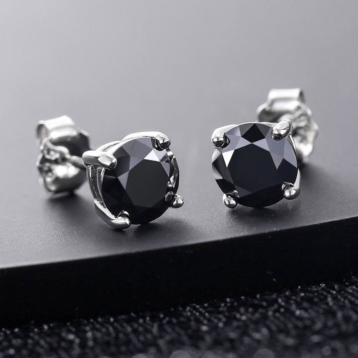 S925 Black VVS Moissanite Solitaire Stud Earrings - Markus Dayan