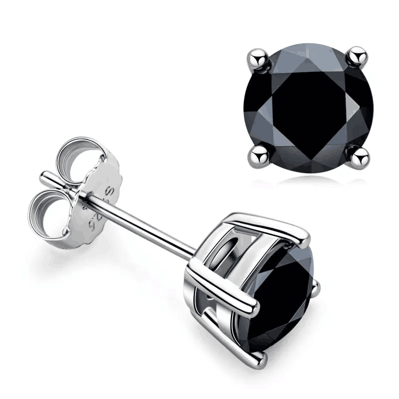 S925 Black VVS Moissanite Solitaire Stud Earrings - Markus Dayan