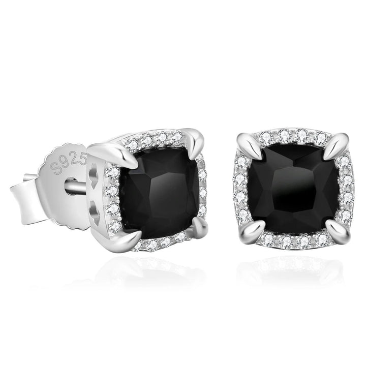 S925 Silver Square Black Stud Earrings for Men - Markus Dayan