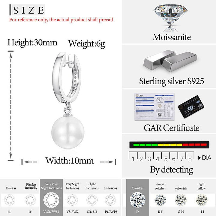 S925 VVS Moissanite Cultured Pearl Dangle Earrings - Markus Dayan