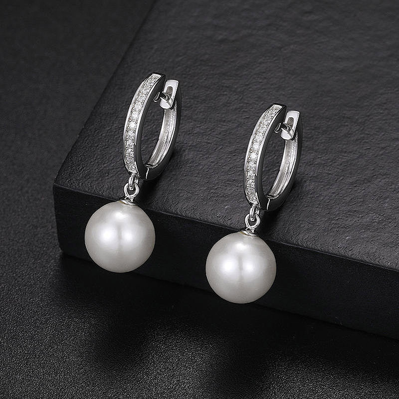 S925 VVS Moissanite Cultured Pearl Dangle Earrings - Markus Dayan