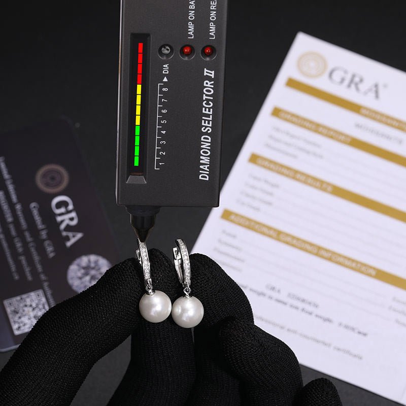 S925 VVS Moissanite Cultured Pearl Dangle Earrings - Markus Dayan