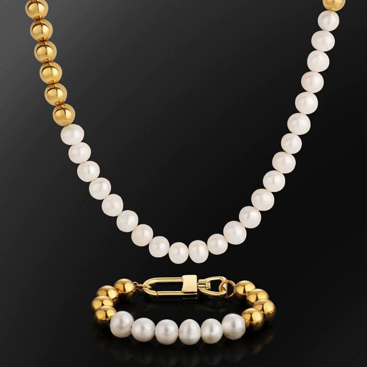 10mm Freshwater Pearl Beaded Necklace 18K Gold - Markus Dayan