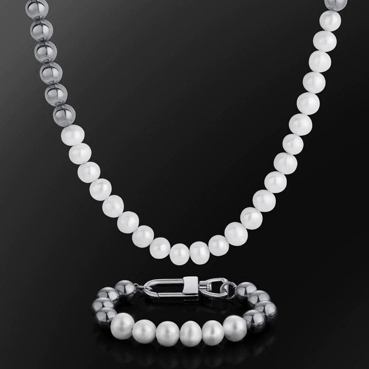 10mm Freshwater Pearl Beaded Necklace in White Gold - Markus Dayan