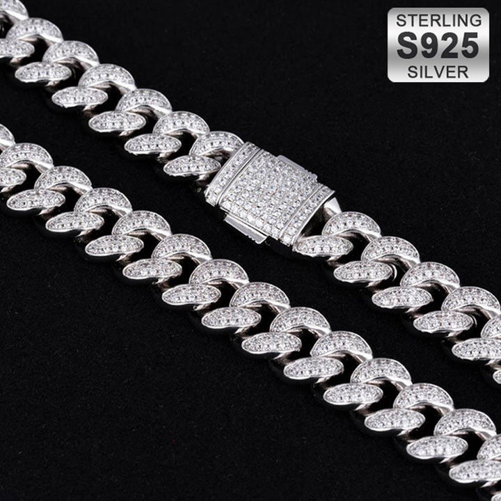 12mm 925 Sterling Silver Iced Cuban Chain - Markus Dayan