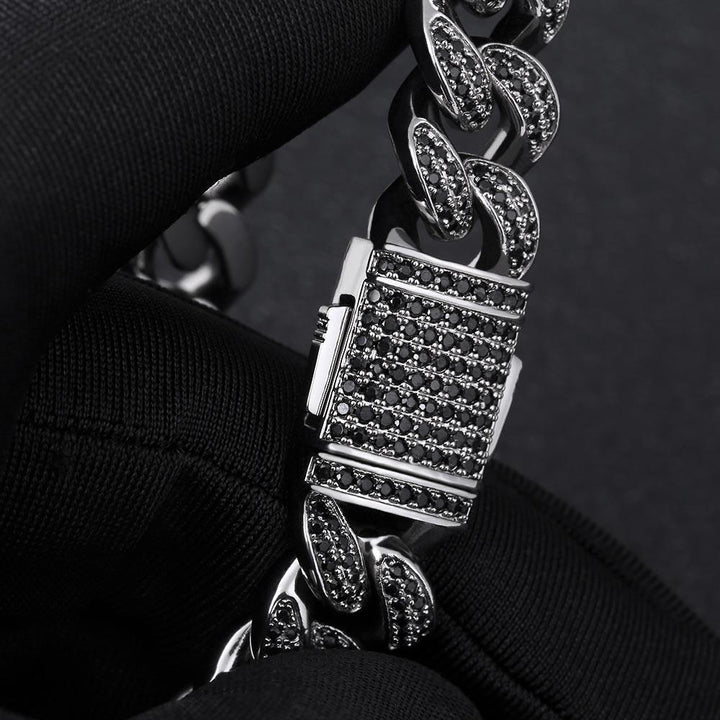 12mm Black Iced Miami Cuban Link Chain - Markus Dayan