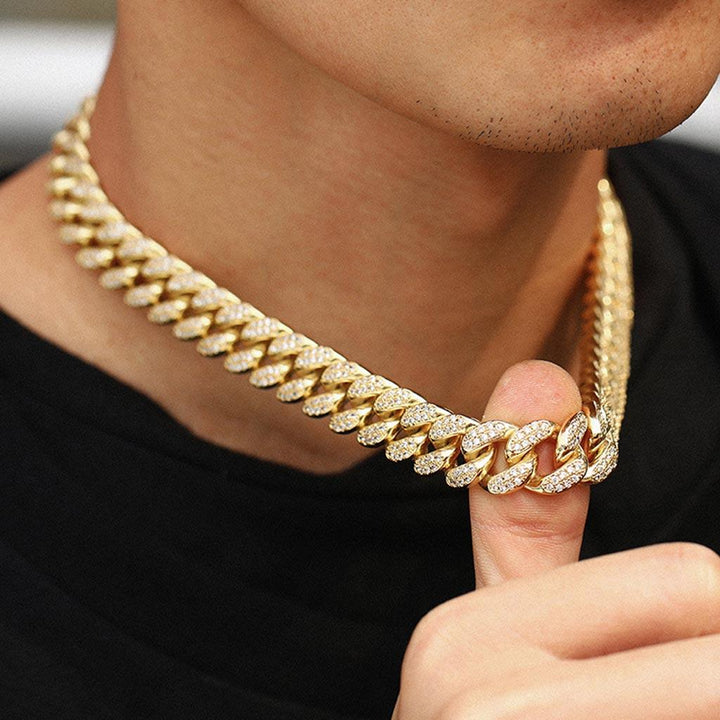 12MM Diamond Cuban Link Chain in White Gold - Markus Dayan