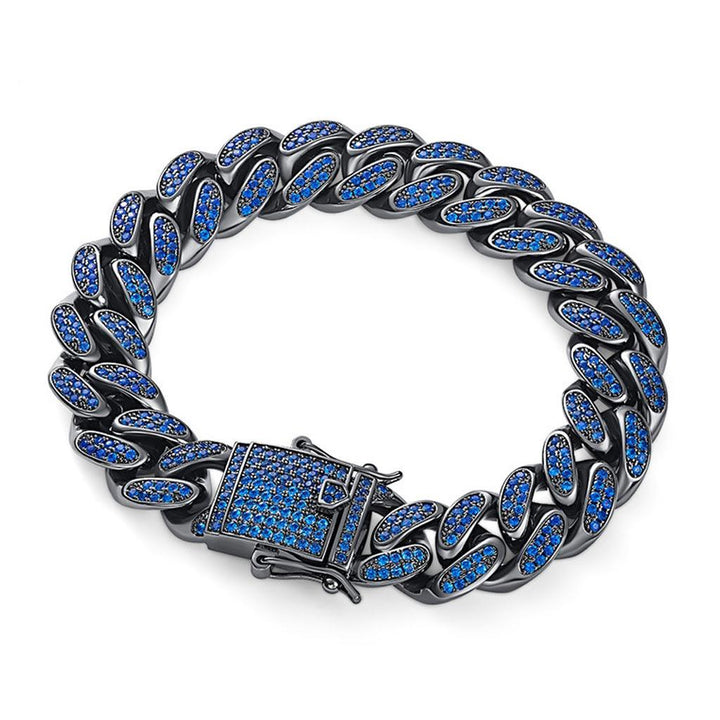 12mm Iced Blue&Black Cuban Bracelet - Markus Dayan