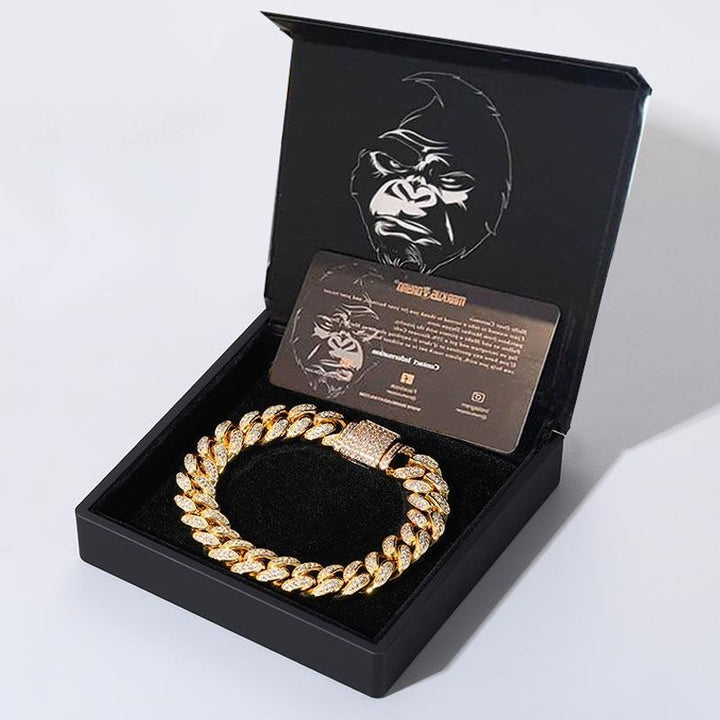 12mm Iced Cuban Bracelet Box Clasp 18K Gold - Markus Dayan
