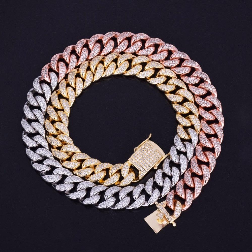 12mm Iced Mixed Color Cuban Chain Necklace - Markus Dayan