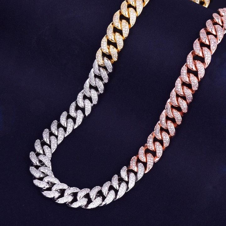12mm Iced Mixed Color Cuban Chain Necklace - Markus Dayan
