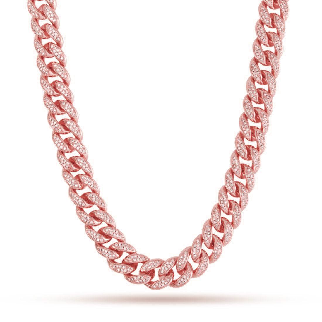 12mm Iced Rose Gold Cuban Link Chain Necklace – Markus Dayan