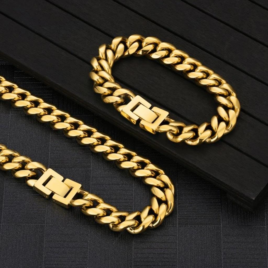 【50cm】【12mm】【18K刻印あり】【Miami Cuban】 50cm】【12mm】【18K刻印あり】【Miami Cuban】