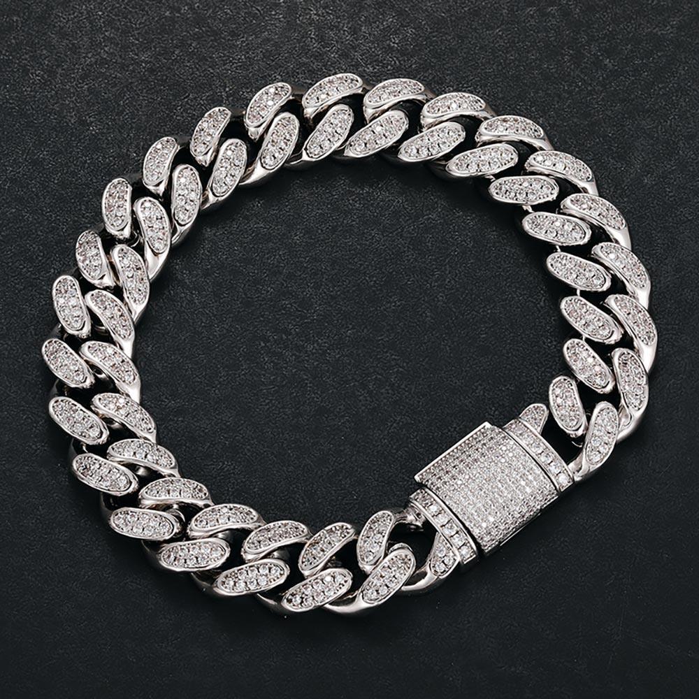12mm Moissanite Cuban Link Chain Bracelet S925 Silver - Markus Dayan