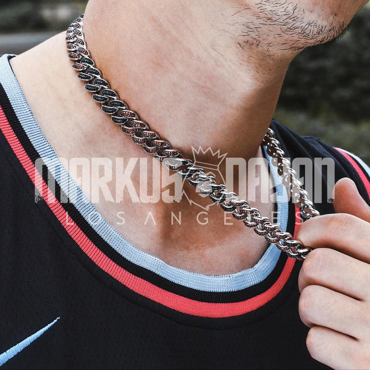 12mm Red/Black Iced Out Miami Cuban Link Chain - Markus Dayan