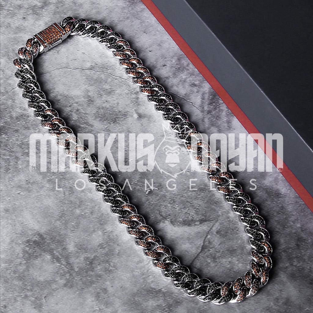 12mm Red/Black Iced Out Miami Cuban Link Chain - Markus Dayan