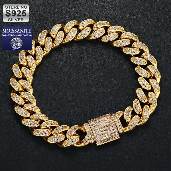 12mm S925 Moissanite Diamonds Cuban Bracelet - Markus Dayan