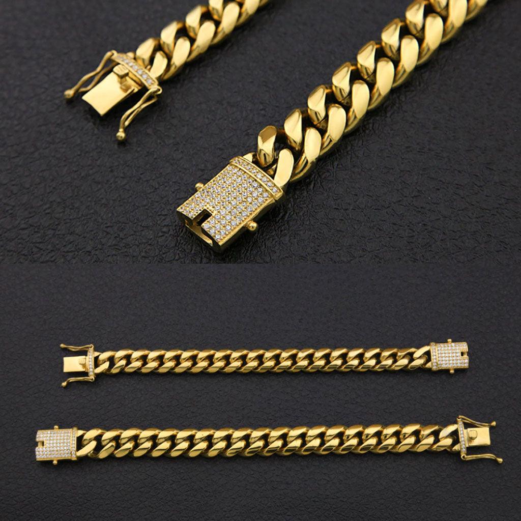 12mm/14mm Iced Clasp Cuban Link Bracelet - Markus Dayan