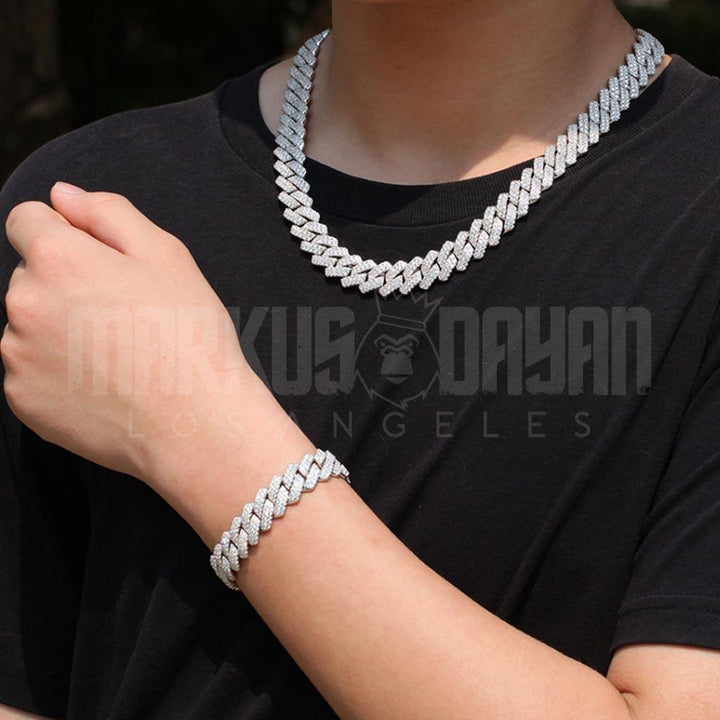 13mm Iced Prong Cuban Chain Necklace Box Clasp - Markus Dayan