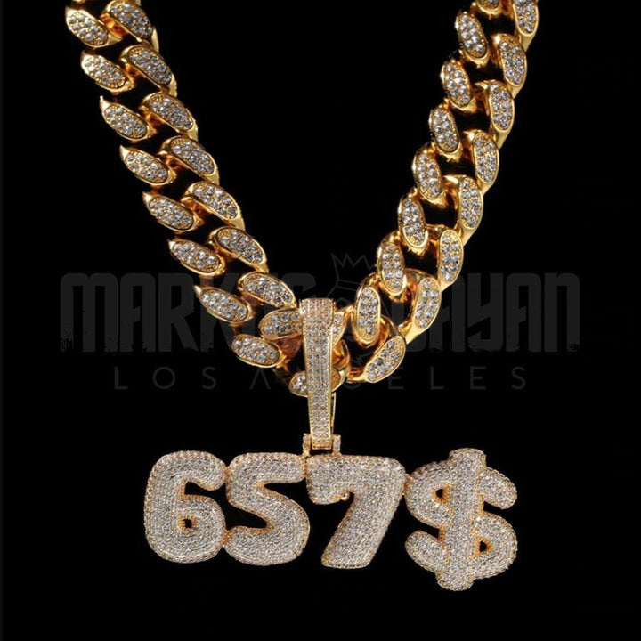 14K Gold 20mm Iced Cuban Custom Bubble Pendant - Markus Dayan