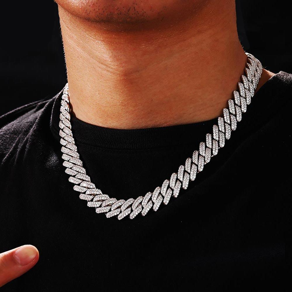 14mm 925 Sterling Silver Iced Prong Cuban Diamond Chain – Markus Dayan