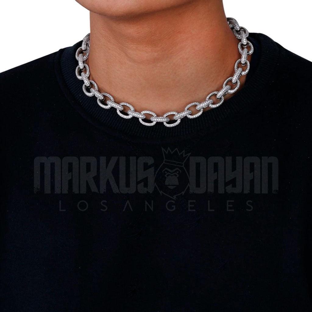 15mm 14K Diamond White Gold Twisted Chain Necklace - Markus Dayan