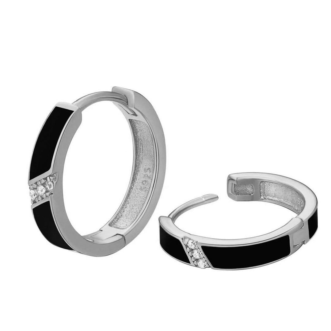 15mm 2-Color Sterling Silver Diamond Round Hoop - Markus Dayan