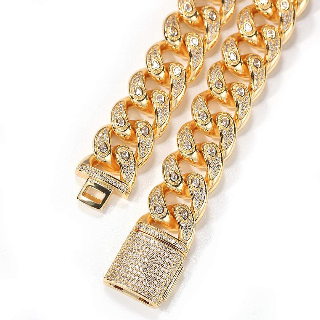 16mm New Iced Cuban Miami Chain Tear Design 14K Gold - Markus Dayan