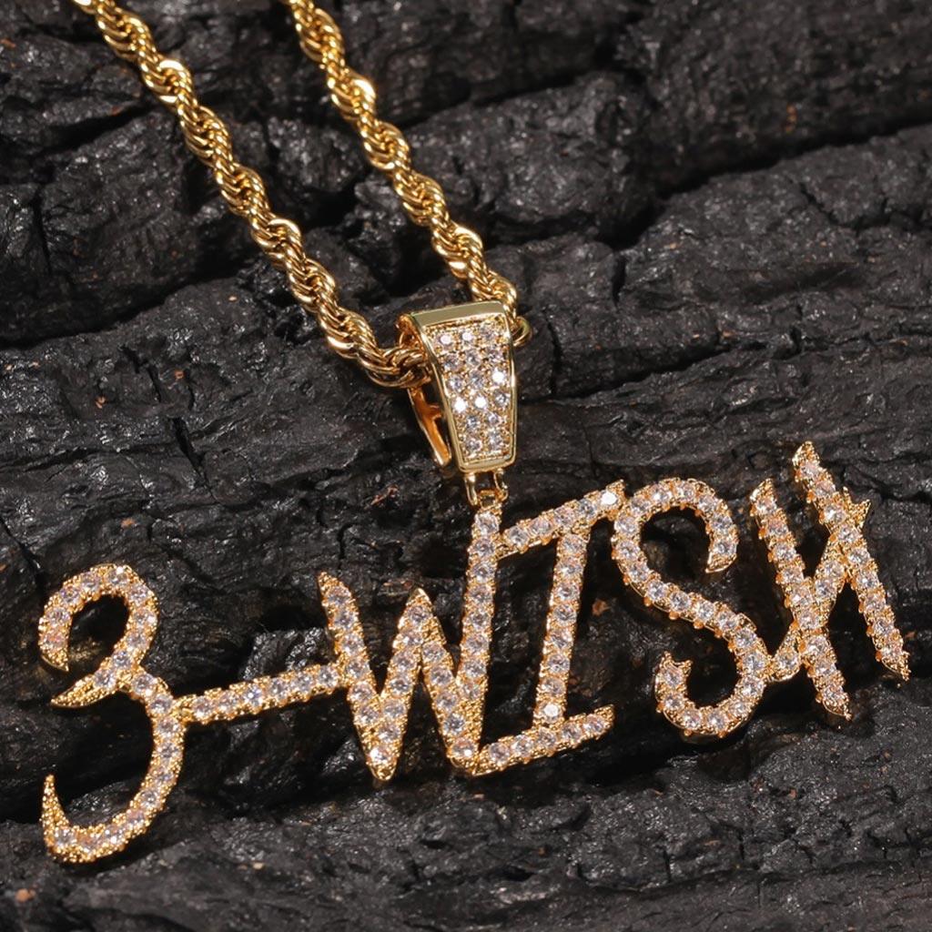 18K Gold Custom Cursive Letters Name Hip Hop Necklace - Markus Dayan