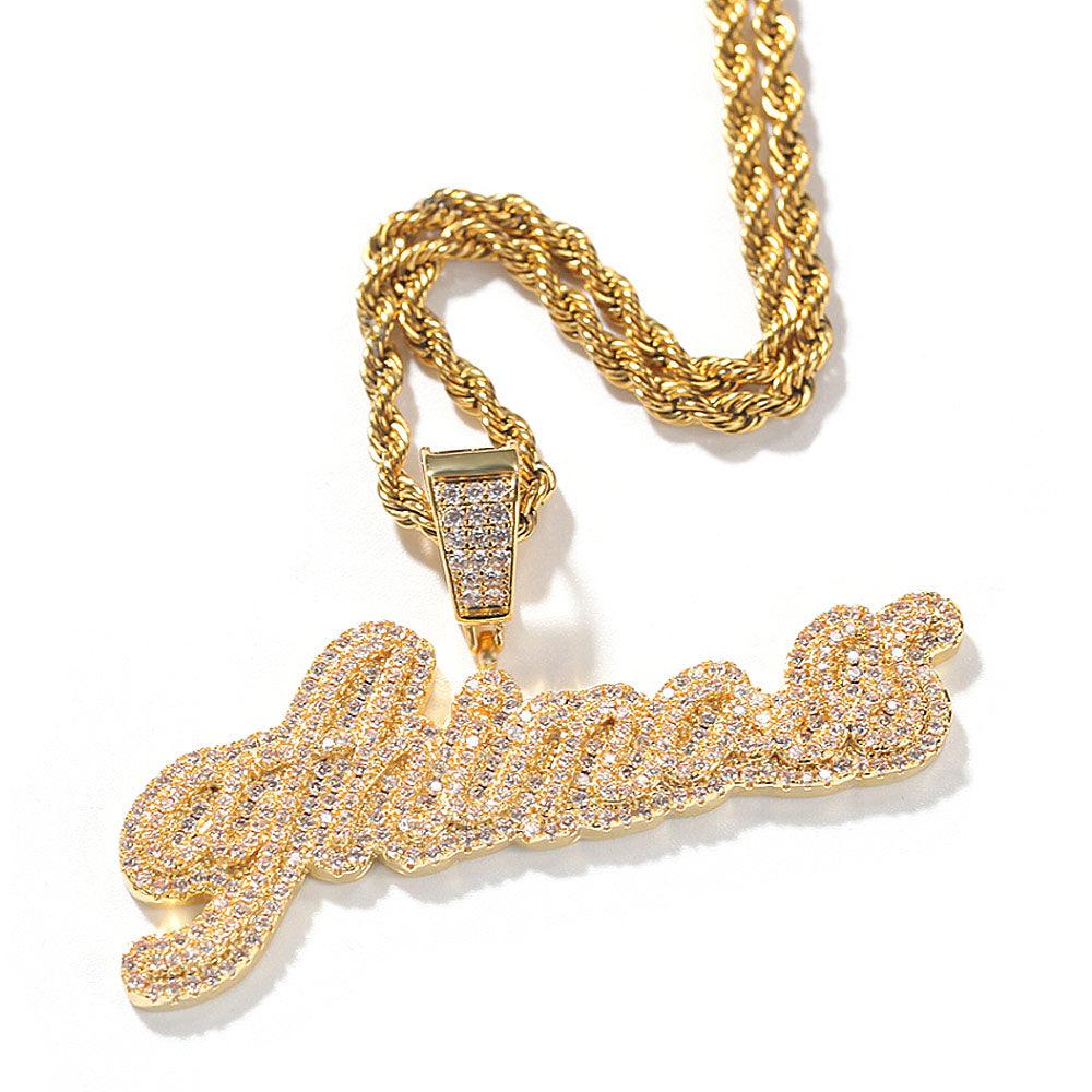 18K Gold Custom CZ Letters Name Hip Hop Necklace - Markus Dayan