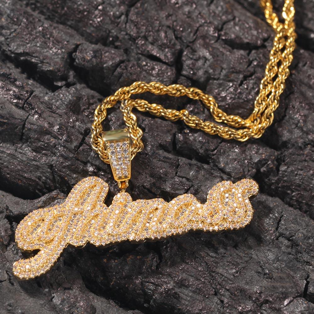 18K Gold Custom CZ Letters Name Hip Hop Necklace - Markus Dayan