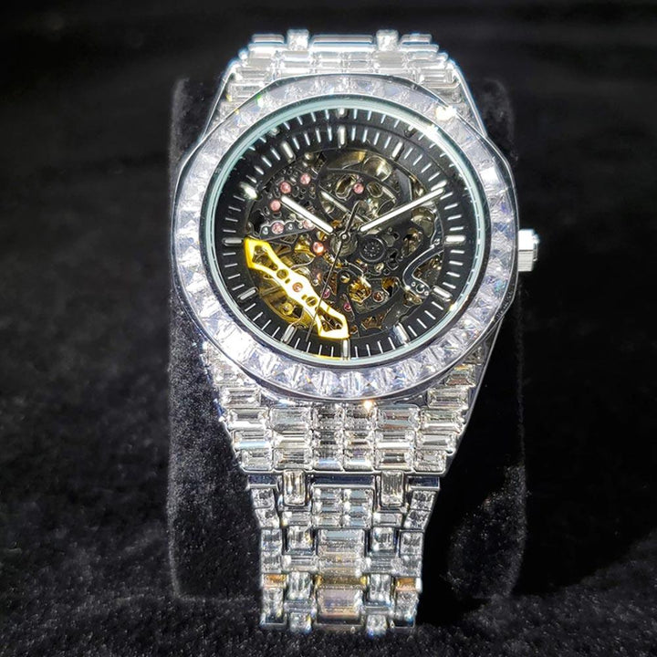 18K Gold Diamond Baguette Watch Black Dial - Markus Dayan