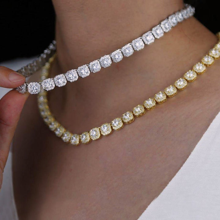 18k Gold Diamond Clustered Tennis Necklace - 12mm - Markus Dayan