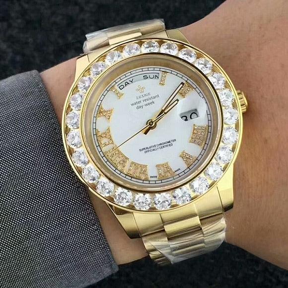 18K Gold Finish Presidencial Diamond Watch - Markus Dayan