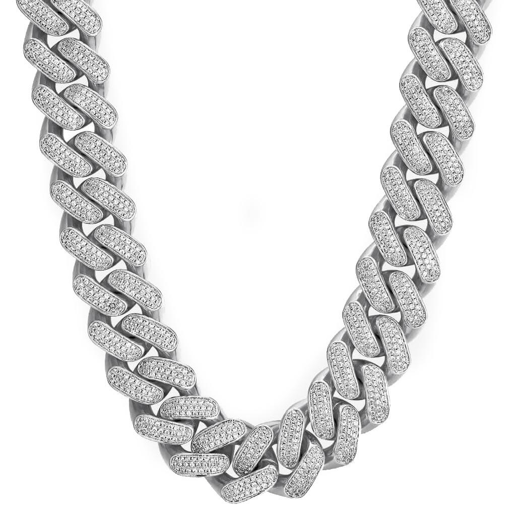 18mm Iced Cuban Chain Three Rows Gems 14k Gold – Markus Dayan