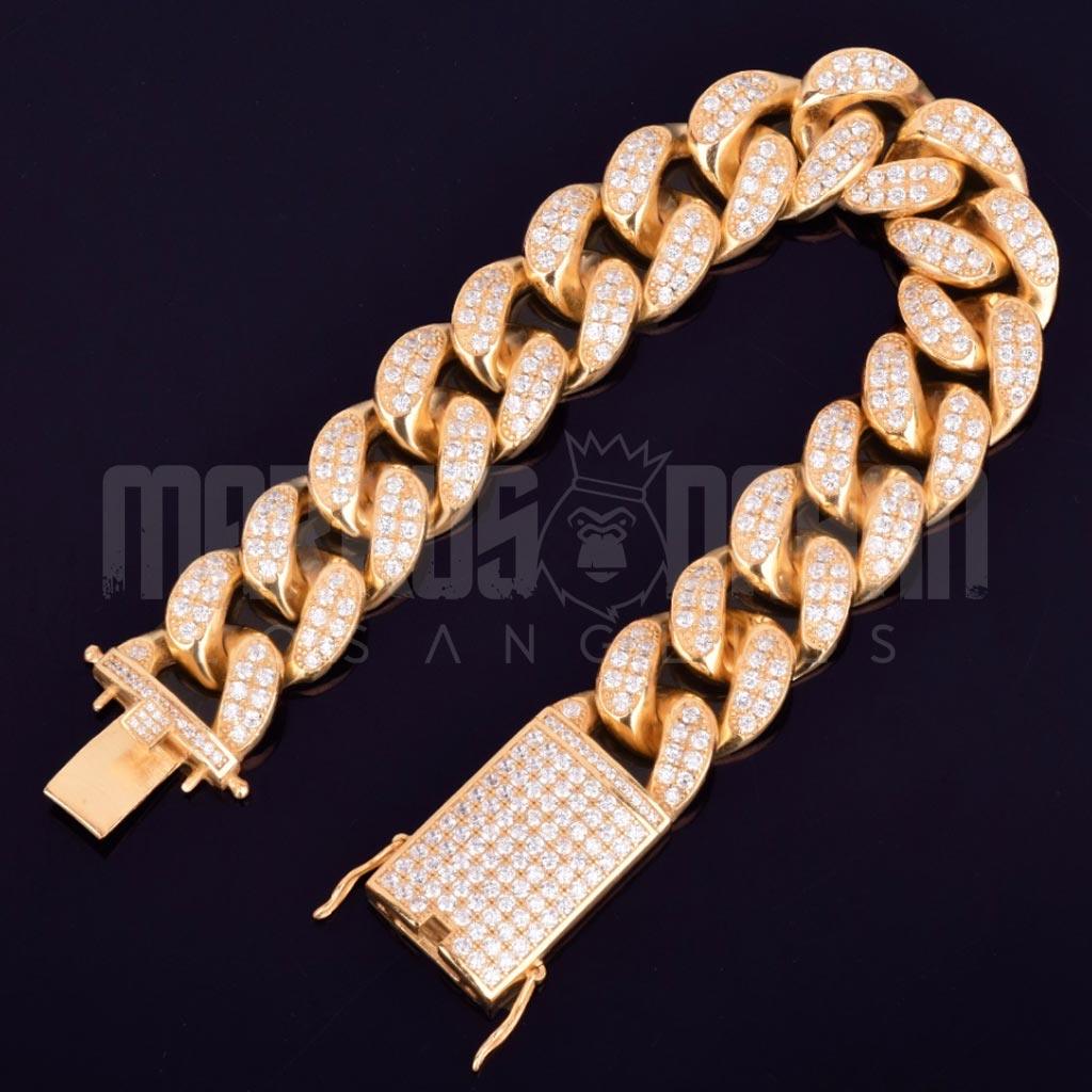 20mm S925 Real Sterling Silver Iced Out Cuban Bracelet - Markus Dayan