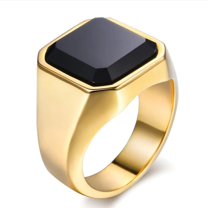 316L Stainless Steel Ring Black CZ Gold Hip Hop - Markus Dayan