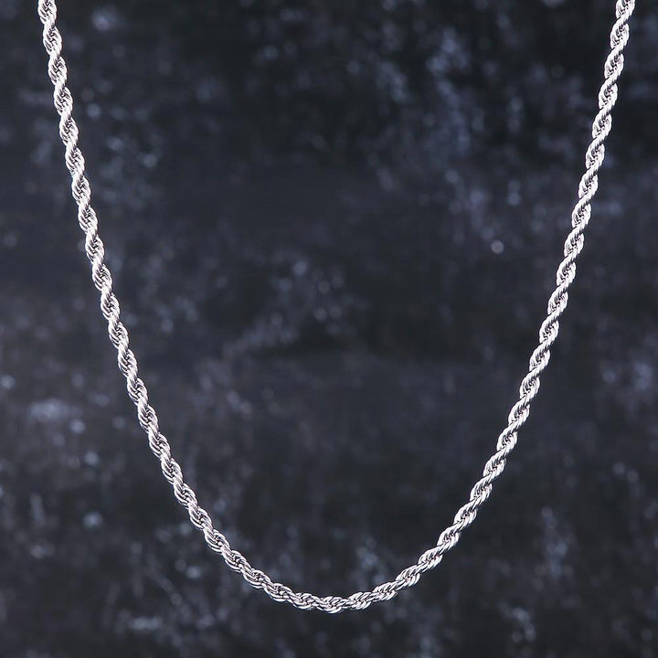 3mm Mens Rope Chain in White Gold - Markus Dayan
