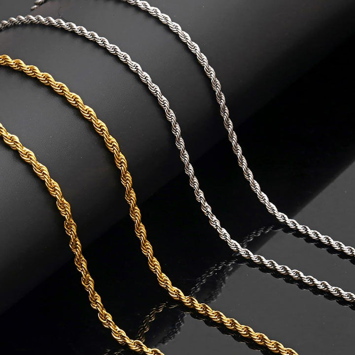3mm Mens Rope Chain in White Gold - Markus Dayan