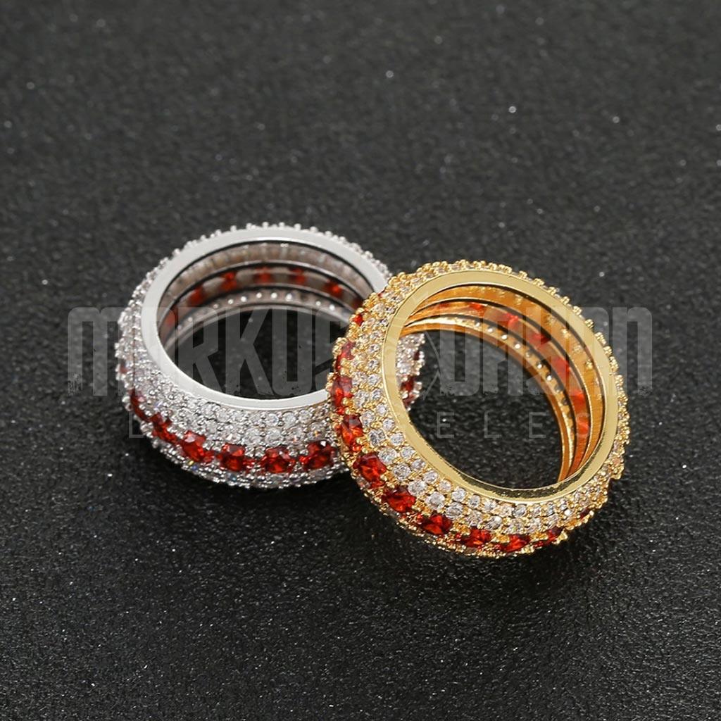 5 Row Royal Gold Eternity Red Ring - Markus Dayan
