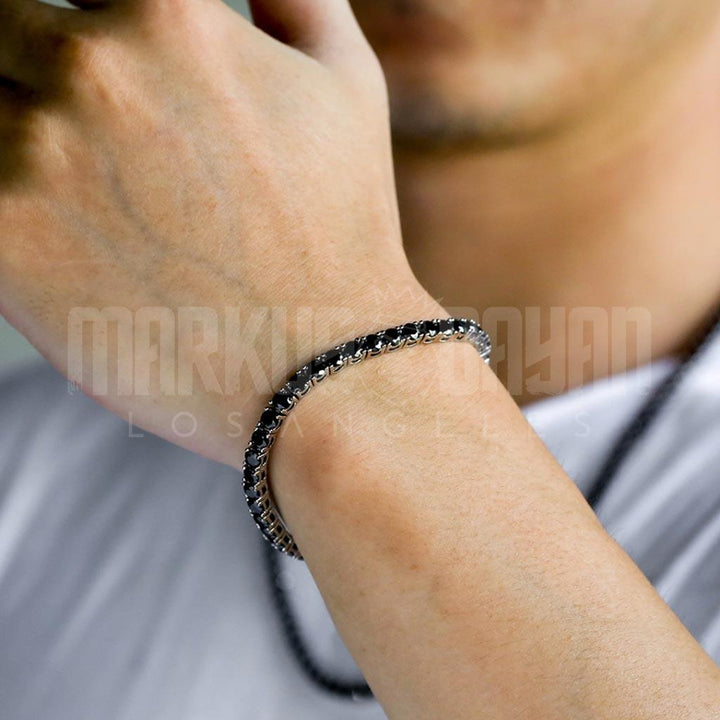 5mm Black Tennis Bracelet Round Cut White Gold - Markus Dayan