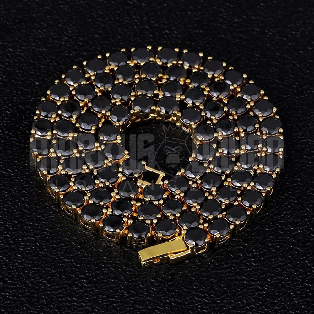 5mm Black Tennis Chain Round Cut 14K Gold - Markus Dayan