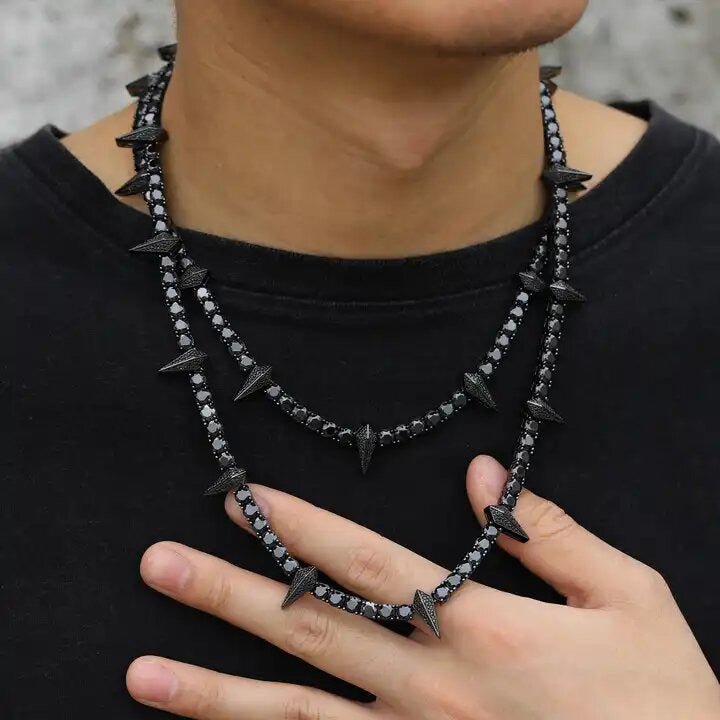5mm S925 Black Moissanite Diamond Black Panther Choker Chain