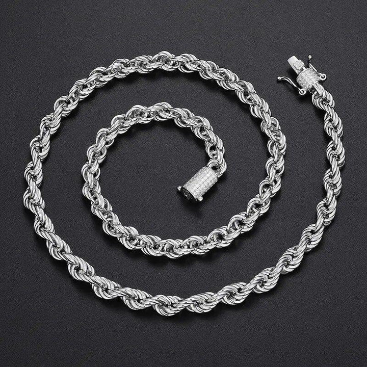 6mm |12mm S925 VVS Moissanite Iced Clasp Rope Chain - Markus Dayan